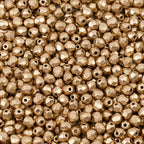 100pcs Faceted Fire Polished Pressed Czech Glass Beads 4mm (0.16in), Aztec Pale Gold - 01710