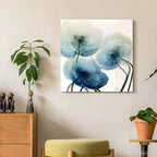 Empire Art Direct Frameless Free Floating Tempered Glass Panel Graphic Wall Art Ready to Hang, 24" x 24", Unfocused Beuaty, Blue Flower