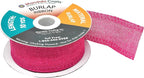 Mandala Crafts Hot Pink Burlap Ribbon 1.5 Inches Wide Jute Ribbons for Crafts - 20 Yds Roll Rustic Burlap Wrap Trim Ribbons for Wreaths Bows Wedding Party Decoration