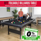 GoSports 6, 7, or 8 ft Billiards Tables - No Assembly, Choose Your Color - Portable Pool Table Includes Full Set of Balls, 2 Cue Sticks, Chalk and Felt Brush