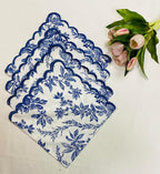 Ridhi Incremental Blue Hand Block Print Napkins 18" x 18" Set of 4 Reusable Cotton Dinner Napkins for Weddings, Parties & Everyday Dining, Thanksgiving, Christmas, Fall