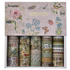 36 Rolls Vintage Washi Tape Pack Retro Arts Adhesive Tapes Wide Chronicle Decorative Masking Tape Sets for Craft, Kids, Scrapbook, DIY, Gift Wrapping (Forest Praise)