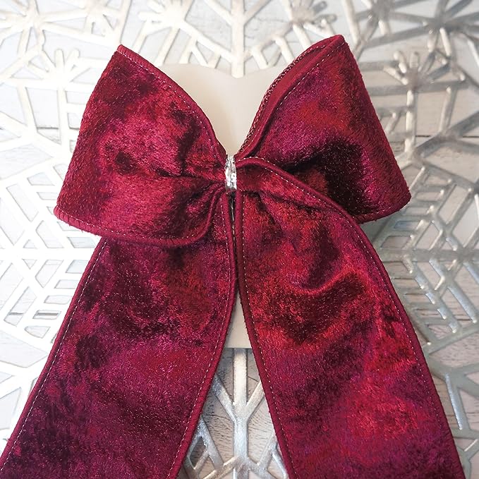 Wine (Burgundy) Velvet Ribbon 2.5 Inch x 10 Yards for Christmas Tree Topper Home Decoration Wreath Gift Wrapping DIY Craft