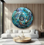 My Photostation.com 15.8''(40cm) Diameter Ocean Vortex Spiral Round Glass Wall Art Tempered Glass Printing Wall Decor Large Wall Art Wall Hangings