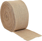 KINJOEK 5 Inch Wide 54 Yards Burlap Ribbon, Natural Jute Fabric Ribbon Crafts Ribbon for Christmas Wedding Gifts Burlap Fabric DIY for Decoration