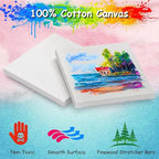 22PCS Mini Canvases for Painting - 5x5In Bulk Profile Small Square Canvases - 100% Cotton Mini Stretch Canvas for Children's Painting Art Supplies, School Home Decorating Projects
