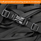 5/8" Buckle and Strap Set: 6 Yards of Thick Nylon Webbing, 6 Pack Quick Side Release Adjustable Plastic Buckles, 12 Tri-Glide Slide Clips, Black (5/8" Combo Set)