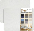 Self-Adhesive Fabric Patches for Sofa and Clothes Repair, 8X11 inch 2 PCS, Multi Color, (8" x 11"-2PCS, White)