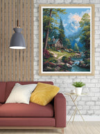 14CT Counted Cross Stitch Kits for Adults Advanced Mountains Lake Printed Stamped Cross Stitch Kits for Adults (Mountain Lake 5)