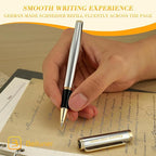 BEILUNER Silver Chrome Personalized Pen, Stunning Luxury with 24K Gold Finish,Noble and Elegant Designs,Schneider Ink Refill, Best Gift Pen for Men & Women, Graduation, Executive Office, Fancy Pens