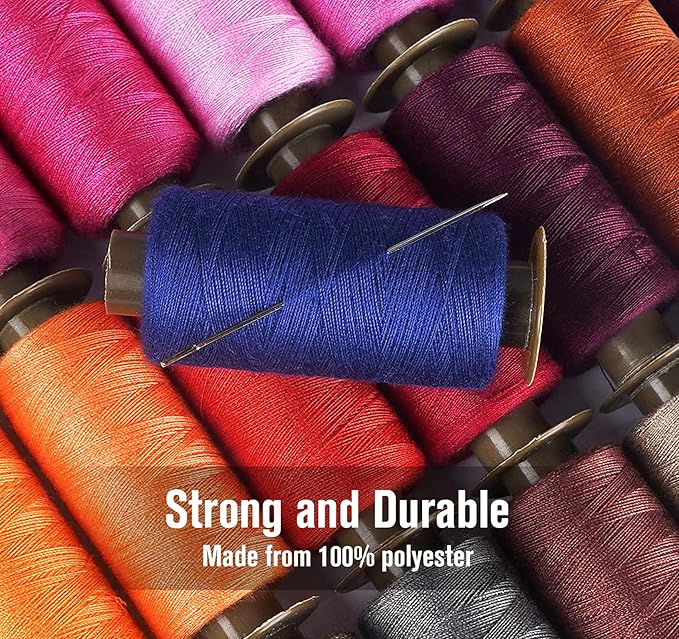 ilauke 95pcs Bobbins Sewing Thread Kit, 400 Yards Polyester Thread Assortment, Prewound Bobbins for Hand & Machine Sewing DIY & Home, 45 Colors