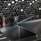 Blujellyfish Hexagon Black Tile Backsplash Metal Mosaic Wall Floor Tiles (Box of 5 Sheets)
