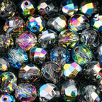 275 pcs Set of Czech Faceted Glass Beads, Fire-Polished Round Crystal Vitrail - 3mm (100pcs), 4mm (100pcs), 6mm (50pcs), 8mm (25pcs) kit for Jewelry Making