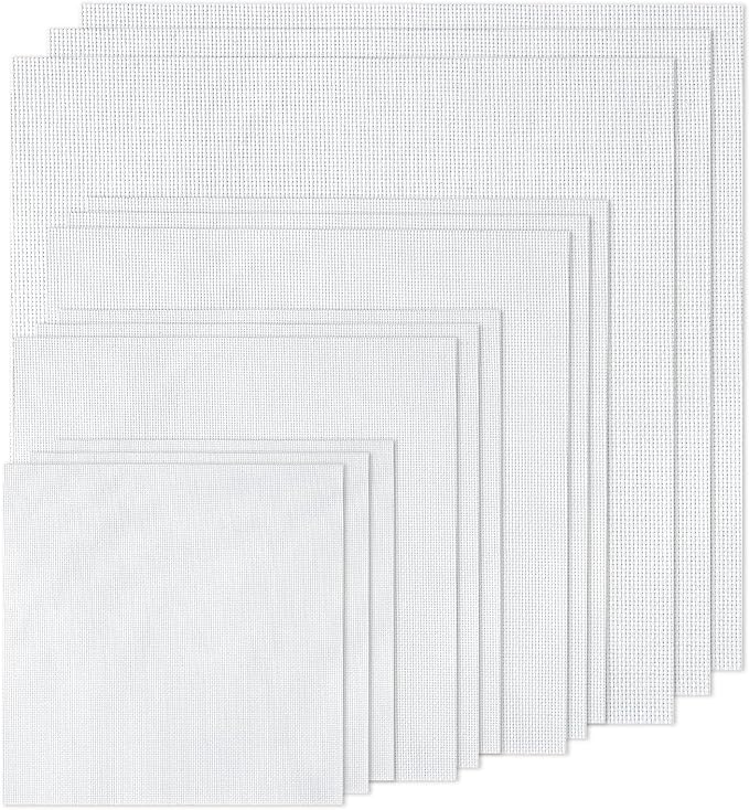12 PCS Aida Cloth 14 Count, 4 Sizes White Cross Stitch Fabric for Craft Embroidery, Classic Reserve Aida Cloth for Embroidery Beginner, Needlework, Cross Stitch (5.9 to 11.8inch)