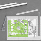 Pacific Arc Landscape Template Guide, with Trees, Shrubs, Hedges, Fences, Flagstone Walks, and Terraces
