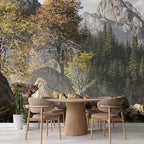 wall26 Wolf Near a Lake in a Rocky Mountain Landscape. Removable Wall Mural | Self-Adhesive Large Wallpaper - 120x144 inches