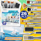26PCS Painting Brushes Set, 5 Sets of Professional Painting Brushes for Acrylic Painting, Artist Paintbrushes for Body Face Rock Canvas, Kids Adult Drawing Arts Crafts Supplies