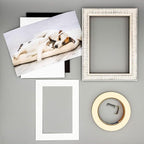 8.5x11 Mat Bevel Cut for 7x9 Photos - Acid Free Oyster Shell White Precut Matboard With Backing Board and Crystal Clear, Self Seal Photo Mat Bag - For Pictures, Photos, Framing - 4-ply Thickness