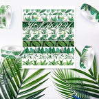 Greenery Washi Tape Set 12 Rolls, Tropical Leaves Masking Tape Hawaii Green Plants Cactus Summer Greenery Decorative Stickers for Note Scrapbook Handbook Sticker Gifts Wrapping DIY Art Crafts