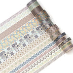 12 Rolls Exotic Charm Washi Tape Set Floral Arts Adhesive Tapes Geometric Garden Decorative Masking Tape Sets for Craft, Kids, Scrapbook, DIY, Gift Wrapping (Amber Tranquility)