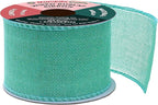 Mandala Crafts Turquoise Burlap Wired Ribbon 2.5 Inches Wide Jute Ribbons for Crafts - 10 Yds Roll Rustic Burlap Wrap Trim Ribbons for Wreaths Bows Party Decoration