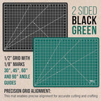 U.S. Art Supply 18" x 24" Self-Healing Cutting Mat 5-Ply (2 Pack) - Double-Sided Green/Black Craft Mat, Non-Slip Cutting Mats for Crafts, Sewing, Quilting, Scrapbooking