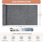 KING MOUNTAIN Fine Linen Fabric Patches, Self-Adhesive, 12x40 inch, Multi Color, For Linen Sofa and Clothes Repair (Dark Grey 3.0)