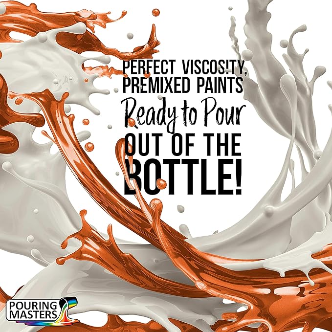 Pouring Masters Saffron Orange Metallic Pearl Ready to Pour Acrylic Pouring Paint - Premium 32-Ounce Pre-Mixed Fluid Acrylic Paint - Fluid Art Supplies for Canvas, Wood, Paper, Tile & Rocks