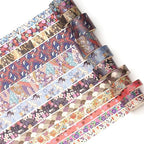 12 Rolls Kyoto Charm Washi Tape Set Japanese Arts Adhesive Tapes Geometric Garden Decorative Masking Tape Sets for Craft, Kids, Scrapbook, DIY, Gift Wrapping (Purple Sakura)