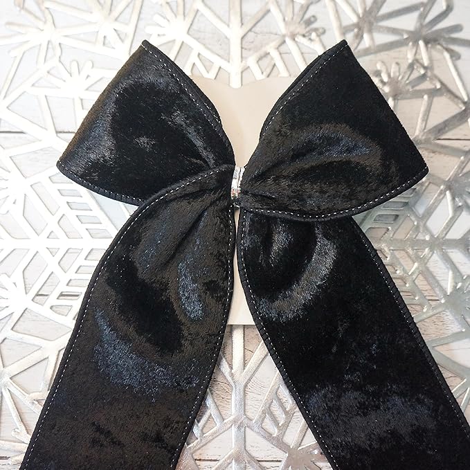 Black Velvet Ribbon 2.5 Inch x 10 Yards for Christmas Tree Topper Home Decoration Wreath Gift Wrapping DIY Craft