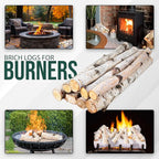 17 Inch Natural Birch Logs - Decorative Dried Birch Wood Logs for Fireplace, Wedding Centerpieces - Unfinished Wood DIY Crafts, & Home Décor - Birch Log Bundle for Indoor Display (8 PCS) (1"-2.5" DIA)