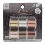 The Beadsmith Craft Wire Assortment - Tarnish-Resistant Copper Wire for Jewelry Making, 6-Pack, 0.75-Inch Mini Spools, 6 Yd Each, 24-Gauge, Assorted Colors, Medium Temper