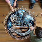 Round Puzzles for Adults 1000 Pieces, Hard Difficult Challenging Puzzles for Adults, Ancient Dragon Jigsaw Puzzles 1000 Pieces for Seniors, 3D Visual Flat Puzzle (26.6 x 26.6in)