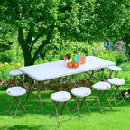 Plastic Folding Table, 6 FT Folding Table, Plastic Portable Tables for Dining Parties Card Picnic Camping, Granite White