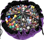 SIQUK Large Dice Bag with Pockets Big Capacity Dice Bag Drawstring Dice Pouch DND Dice Storage Bag for RPG MTG Table Games, Hold Over 300 Dice, Dark Violet