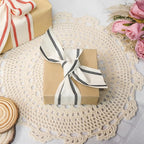 CT CRAFT LLC Ivory Cotton Black Stripes Ribbon 2" x 10 Yards for Home Décor Gift Present Wrapping DIY Crafts Birthday Wedding Bouquet Christmas