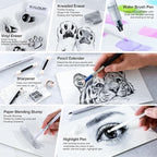 KALOUR 135 Drawing Set Sketching Kit,Art Supplies with 3-color Sketchbook & Coloring Paper,Include Tutorial, Oil Based, Neon,Graphite, Charcoal, Watercolor & Metallic Pencil,for Artist Adults Beginner