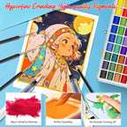 Caliart Watercolor Paint Set, 100 Colors Portable Travel Water Color Palette Kit with Detail Painting Brush, Art Supplies Christmas Gifts for Artists Adults Painters Beginners