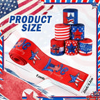 12 Rolls 60 Yards 4th of July Patriotic Ribbon Stars and Stripes Burlap Wired Edge Ribbon White Blue Red Decorative Crafts for Independence Day Memorial Day Gift Wrapping DIY Bow Craft