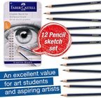 Faber-Castell Graphite Pencils Drawing Set: 12 Art Pencils for Sketching (4H, 3H, 2H, H, F, HB, B, 2B, 3B, 4B, 5B, and 6B), Shading Pencils for Drawing and Sketching, Graphite Pencil Kit