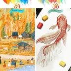 Caliart Watercolor Paint Set, 100 Colors Portable Travel Water Color Palette Kit with Detail Painting Brush, Art Supplies Christmas Gifts for Artists Adults Painters Beginners