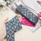 PH PandaHall 2 Inch Embroidered Woven Ribbon, 7 Yards Vintage Jacquard Ribbon Boho Flowers Straps Fabric Trim for Bohemian Persian Clothes Bag Holiday Christmas Decor Gift Wrap Decor
