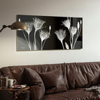 Empire Art Direct Frameless Free Floating Tempered Glass Panel Graphic Flower Wall Art Ready to Hang, 24" x 48", Gentian X-ray