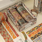 12 Rolls Kyoto Charm Washi Tape Set Japanese Arts Adhesive Tapes Geometric Garden Decorative Masking Tape Sets for Craft, Kids, Scrapbook, DIY, Gift Wrapping (Crimson Fields)
