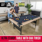 GoSports 6, 7, or 8 ft Billiards Tables - No Assembly, Choose Your Color - Portable Pool Table Includes Full Set of Balls, 2 Cue Sticks, Chalk and Felt Brush