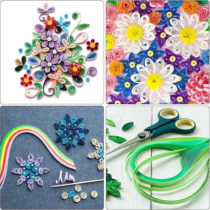PATIKIL 360pcs Quilling Paper Strips Paper Flowers Quilling Kits 3/8"(10mm) Origami Paper for Adults Beginner Art Craft, 21"(54cm) Gray