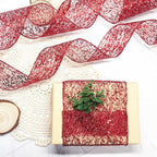 CT CRAFT LLC Sparkling Glitter Mesh Wired Ribbon 2.5" x 20 Yards Red for Christmas Home Decor Bow Gift Wrapping DIY Crafts Wreath