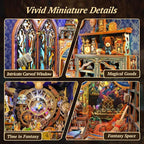 3D Wood Puzzle Book Nook Kit, Fantasy Store Bookshelf Insert with LED Lights, DIY Magical Miniature Bookend Décor for Display, Unique Craft Gift for Adults and Teens (Fantasy Store)