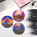 Professional Watercolor Brush Markers Pen 48 Colors of Ohuhu, Water Based Drawing Marker Brushes W/A Blending Aqua Pen, Water Soluble for Adult Coloring Books Comic Calligraphy