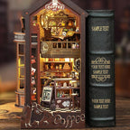 ISSEVE Book Nook Kit - DIY Miniature Dollhouse Booknook for Adults Teen, 3D Wooden Puzzle Tiny House Kit Bookshelf Decor, Gifts for Men Women Halloween Christmas Birthday (Coffee Shop)